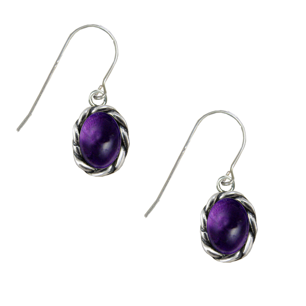 Sterling Silver Little Amethyst Gemstone Drop Dangle Earrings